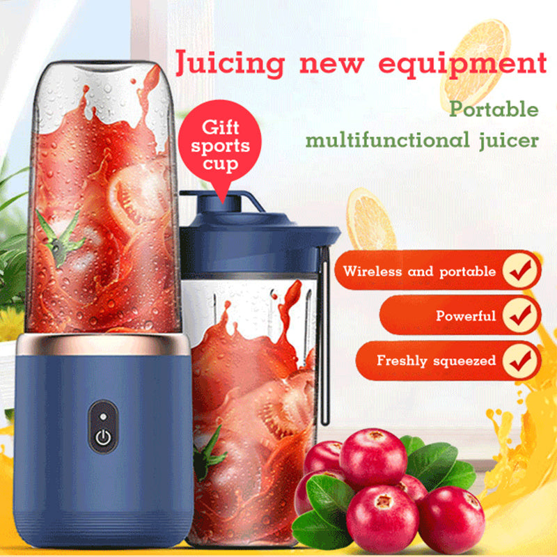 6 blade Portable Blender Mini Juicer Cup Extractor Smoothie USB Charging Fruit Squeezer Blender Food Mixer Ice Crusher Portable Juicer Machine